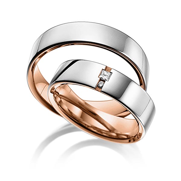 Trouwringen - Platina/Rood goud - A-6015-1