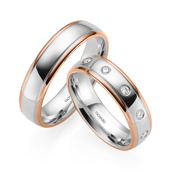 Trouwringen - Platina/Rood goud - S-1232-11