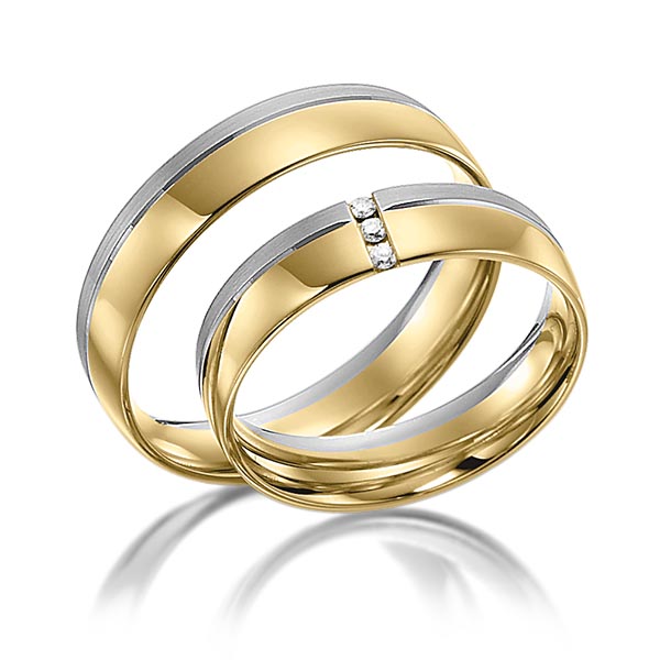 Trouwringen - Geel goud/Platina - S-1105-8