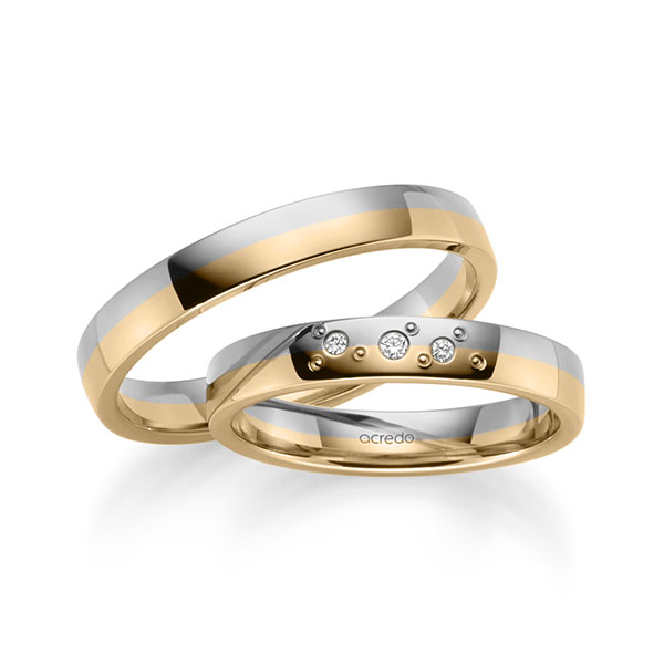 Trouwringen - Rosé goud/Platina - S-1253-1
