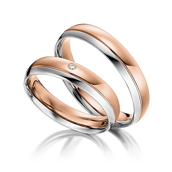 Trouwringen - Wit goud/Rood goud - S-1103-1