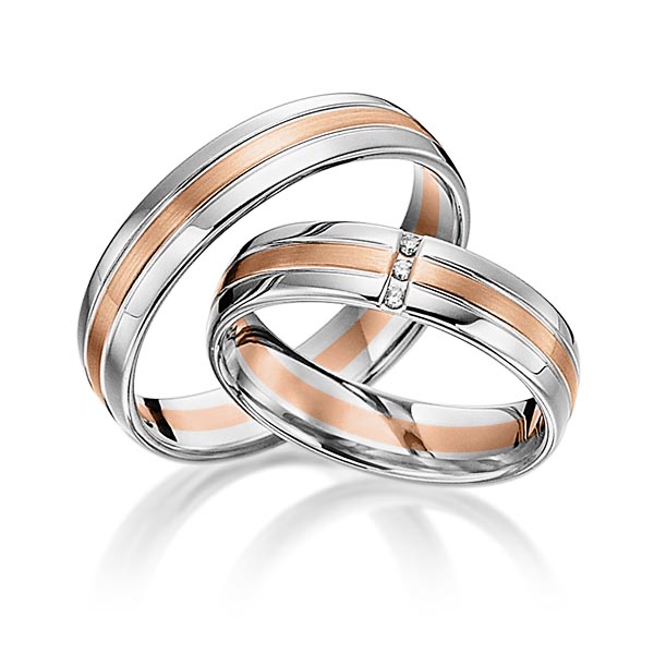 Trouwringen - Wit goud/Rood goud - S-1106-1