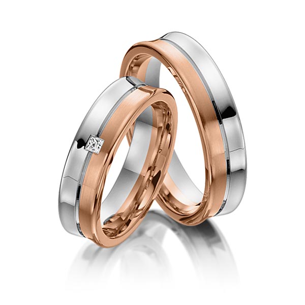 Trouwringen - Wit goud/Rood goud - S-1107-1