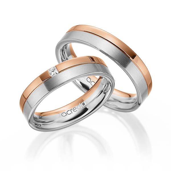 Trouwringen - Platina/Rood goud - A-1064-3