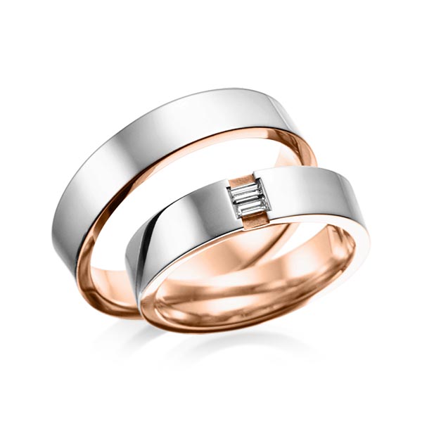 Trouwringen - Platina/Rood goud - A-6016-1