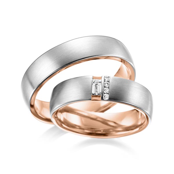 Trouwringen - Platina/Rood goud - A-6018-1