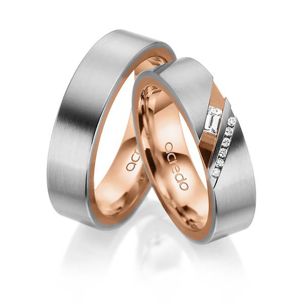 Trouwringen - Platina/Rood goud - A-6019-12