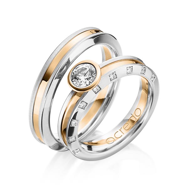 Trouwringen - Rosé goud/Wit goud - A-1200-1