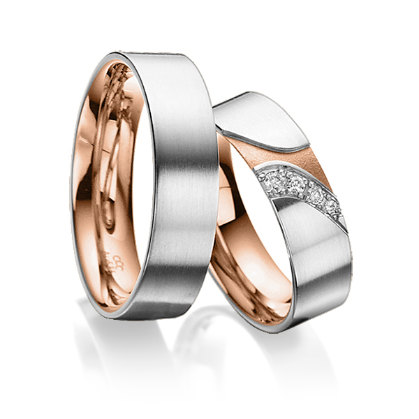 Trouwringen - Platina/Rood goud - A-3021-1