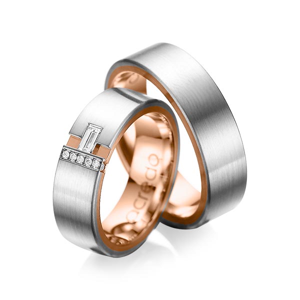 Trouwringen - Platina/Rood goud - A-1066-1