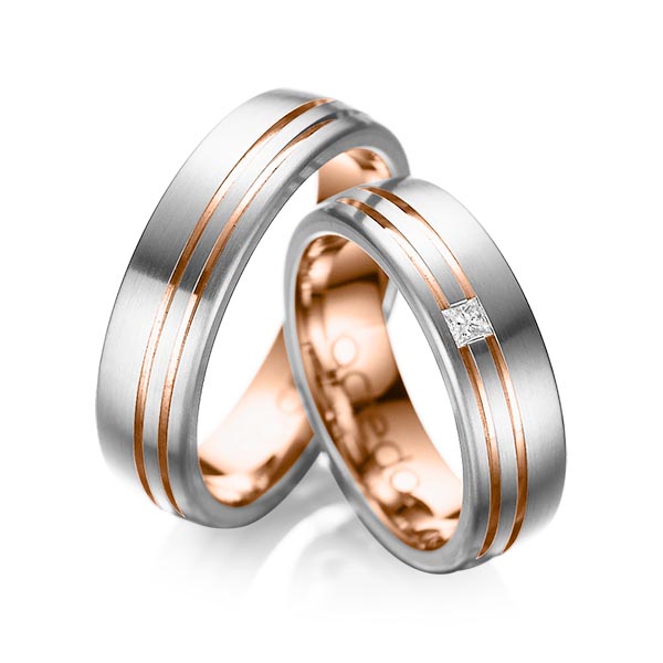 Trouwringen - Platina/Rood goud - A-1040-1