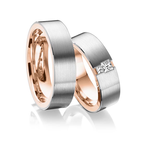 Trouwringen - Platina/Rood goud - A-6014-1