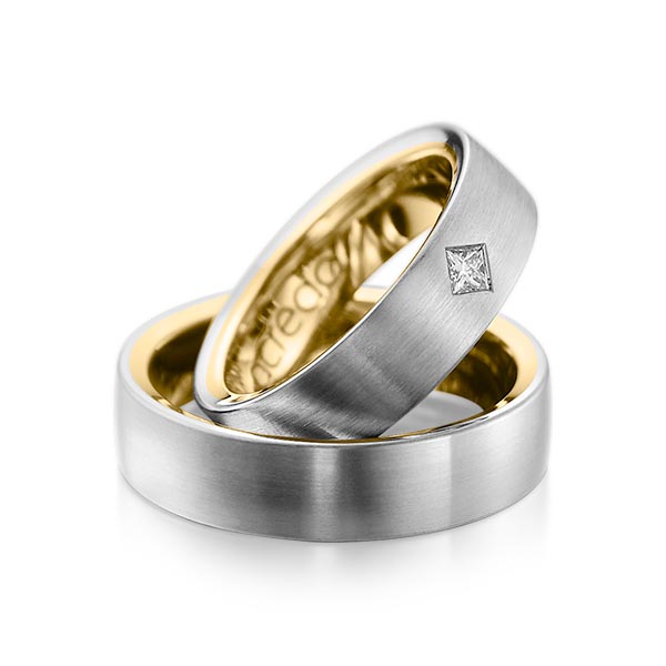 Trouwringen - Geel goud/Platina - A-1073-1