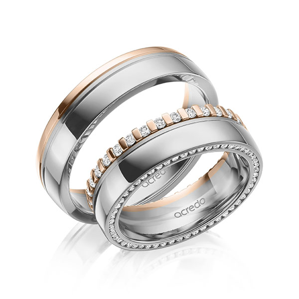 Trouwringen - Platina/Rood goud - A-2101-1