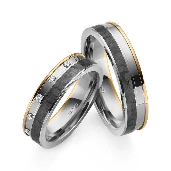 Trouwringen - Rosé goud/Platina - S-1194-1