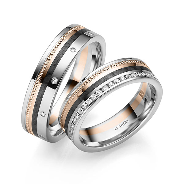 Trouwringen - Wit goud/Rood goud - S-1341-1