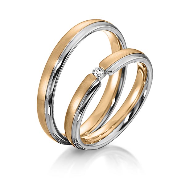 Trouwringen - Rosé goud/Wit goud - S-1150-1