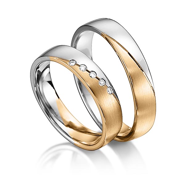 Trouwringen - Rosé goud/Wit goud - S-1146-1