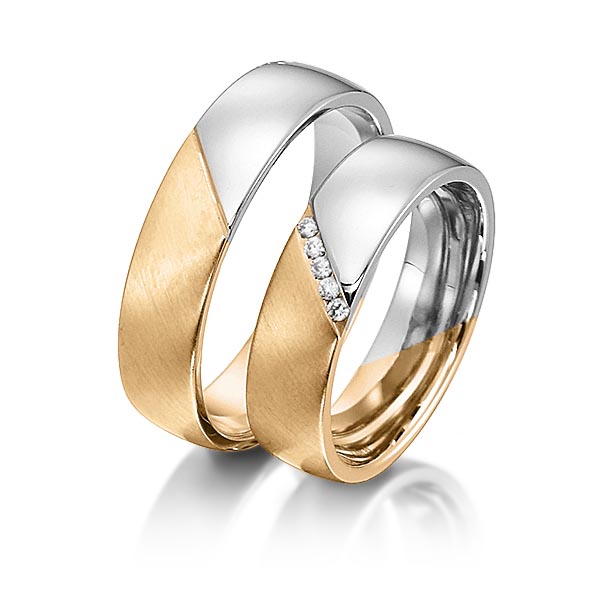 Trouwringen - Rosé goud/Wit goud - S-1148-1