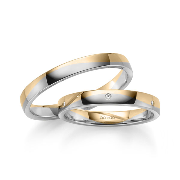 Trouwringen - Rosé goud/Platina - S-1249-1