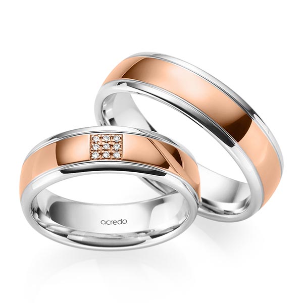 Trouwringen - Wit goud/Rood goud - S-1233-1