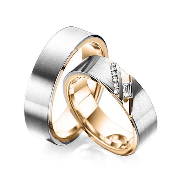 Trouwringen - Rosé goud/Platina - A-6019-6