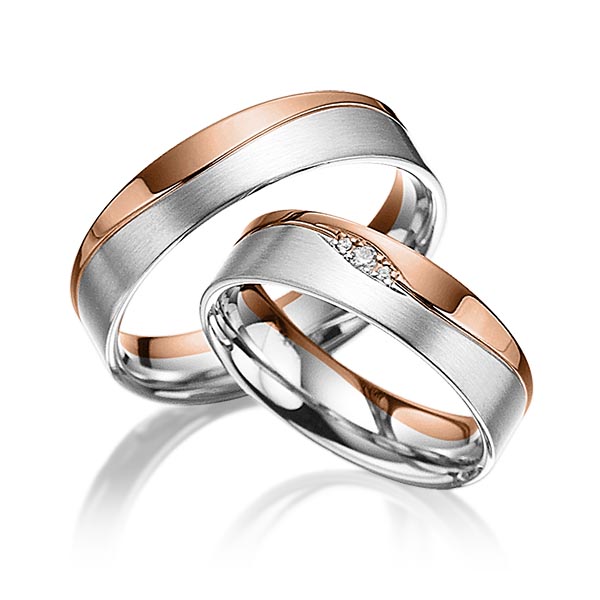 Trouwringen - Wit goud/Rood goud - A-3023-1