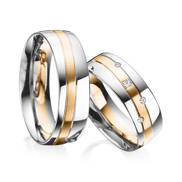 Trouwringen - Rosé goud/Wit goud - A-3019-1