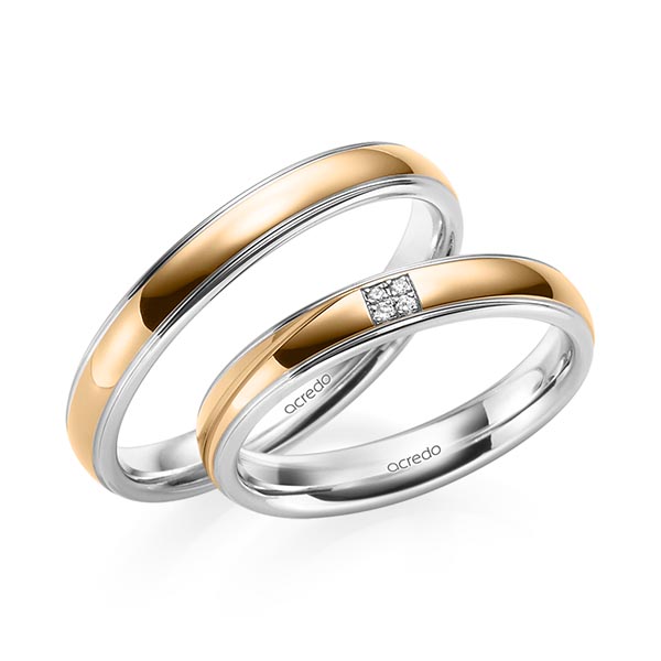 Trouwringen - Rosé goud/Wit goud - S-1228-3