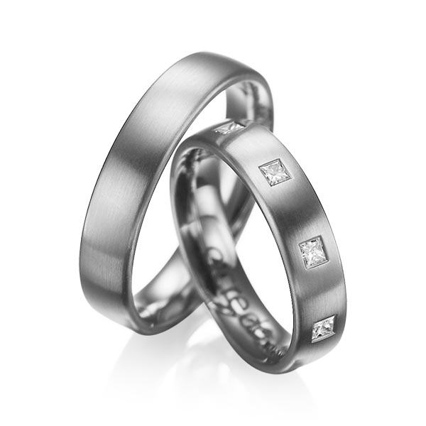Trouwringen - Platina/Grijs goud - A-1004-3