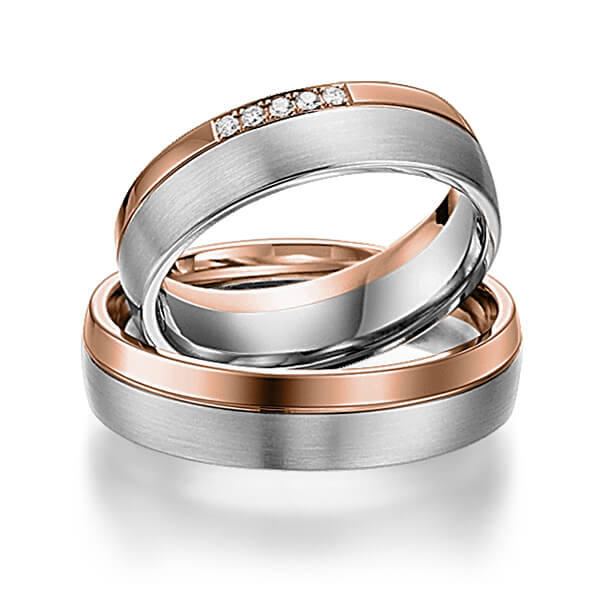 Trouwringen - Platina/Rood goud - S-1109-10