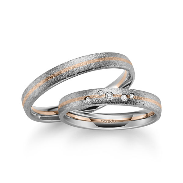 Trouwringen - Platina/Rood goud - S-1250-1