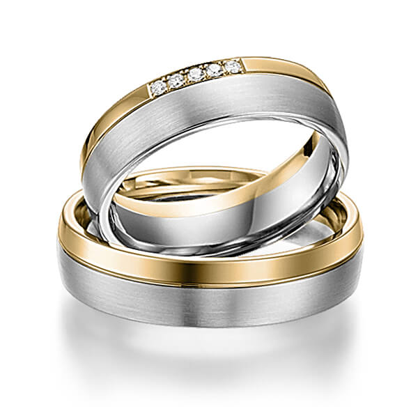 Trouwringen - Geel goud/Platina - S-1109-8